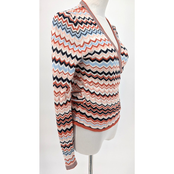 Lascana Boho Wrap Cardigan Chevron Knit Indie Retro 90s Style Multi Print 4/6 - Picture 3 of 10